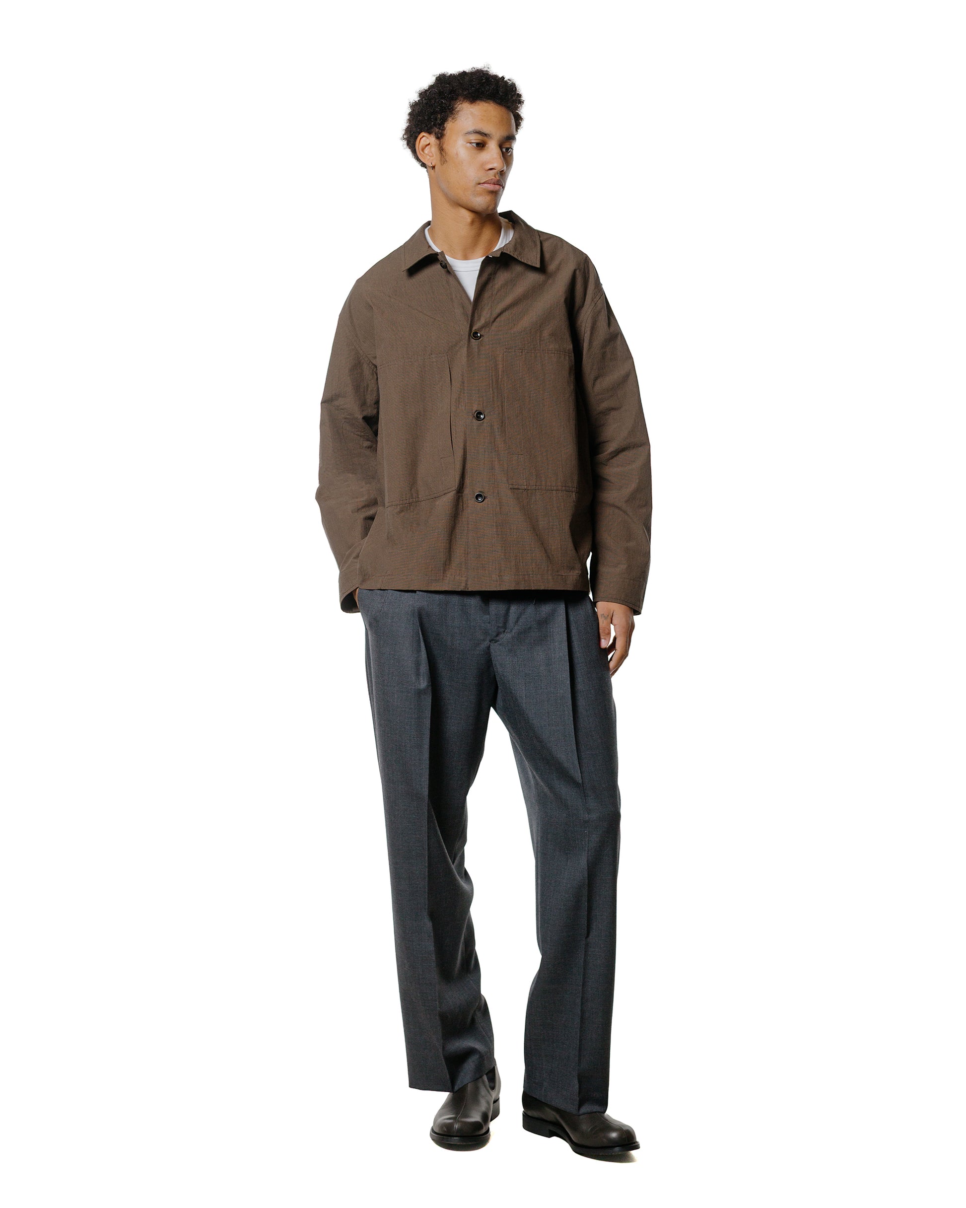 lost & found Wanze Wanze Chore Shirt Cotton Micro Houndstooth Walnut