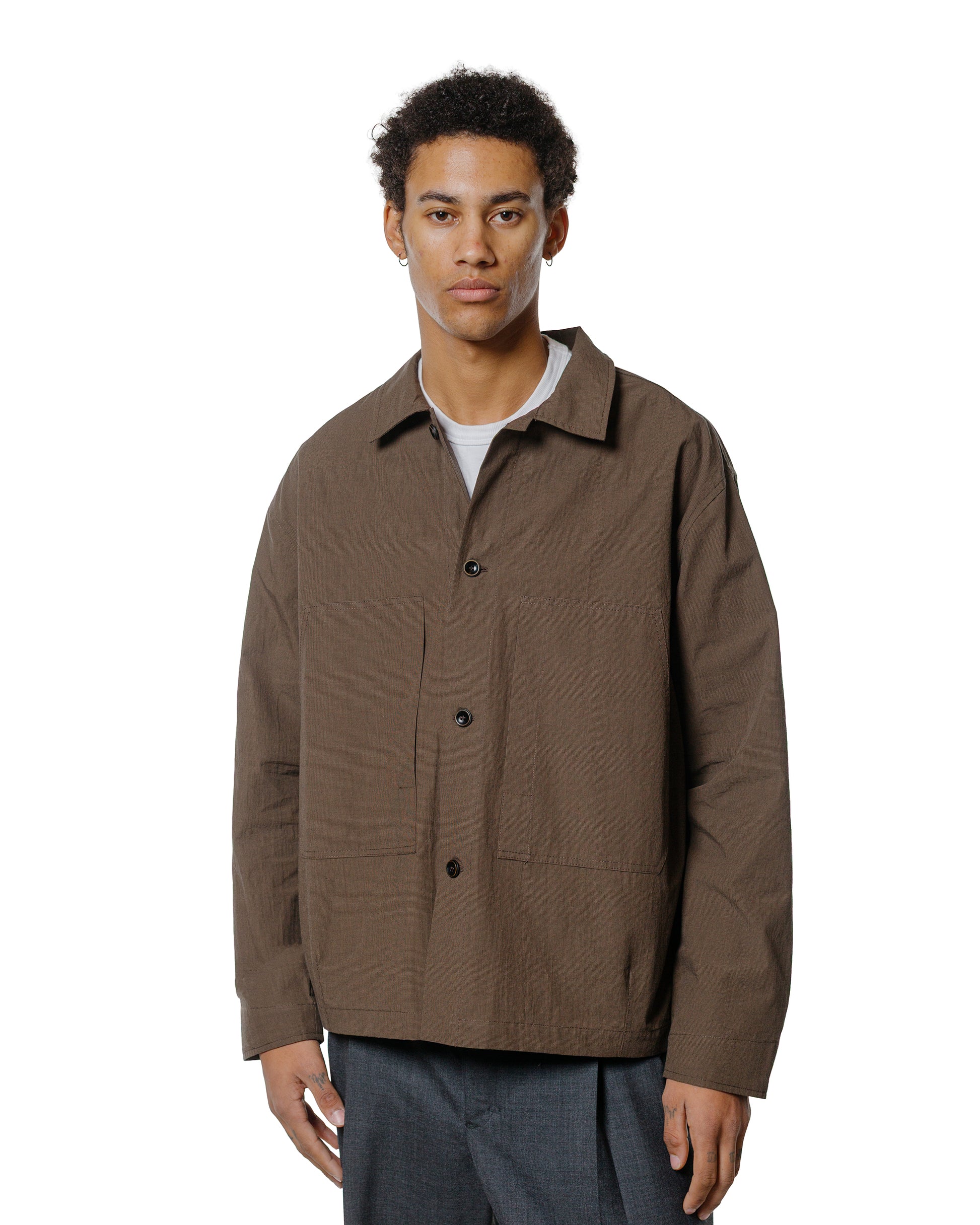 lost & found Wanze Wanze Chore Shirt Cotton Micro Houndstooth Walnut