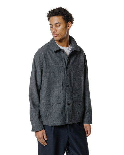 lost & found Wanze Wanze Chore Shirt Cotton Wool Herringbone Grey