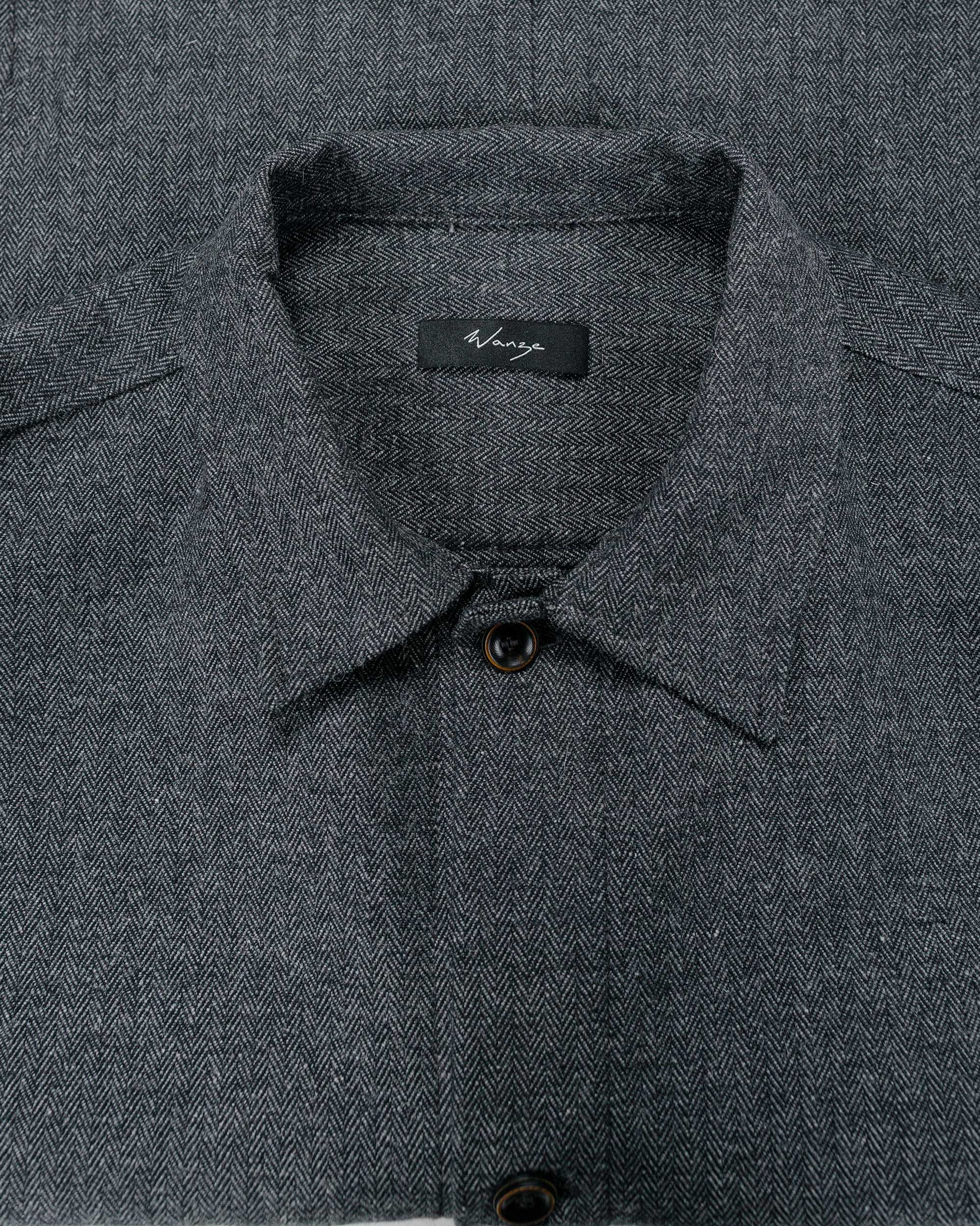 lost & found Wanze Wanze Chore Shirt Cotton Wool Herringbone Grey