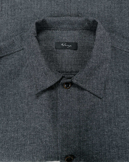 lost & found Wanze Wanze Chore Shirt Cotton Wool Herringbone Grey