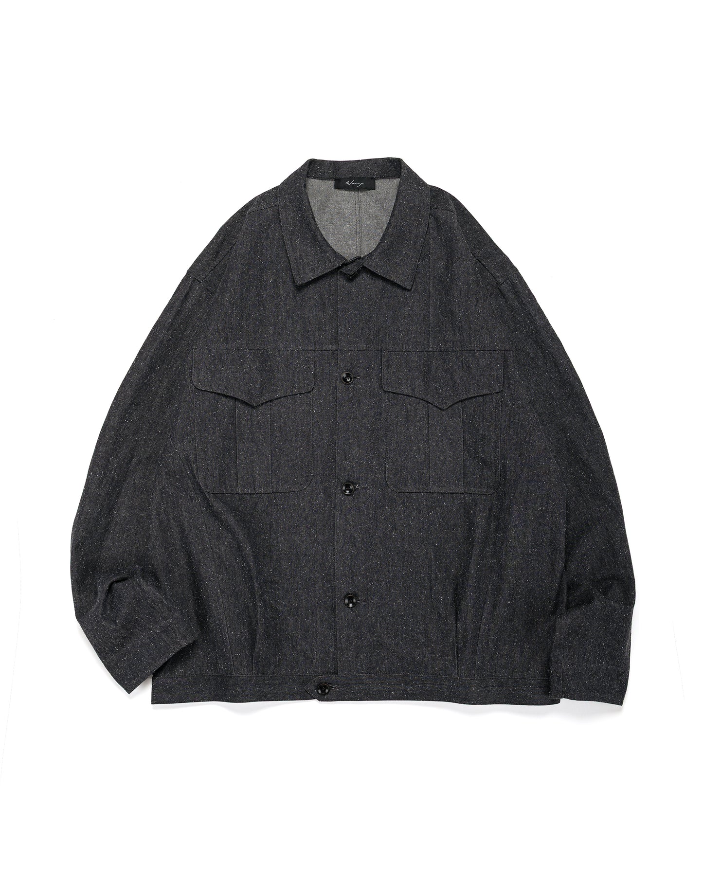 lost & found Wanze Wanze Cyclist Shirt Jacket Cotton Silk Chambray Black