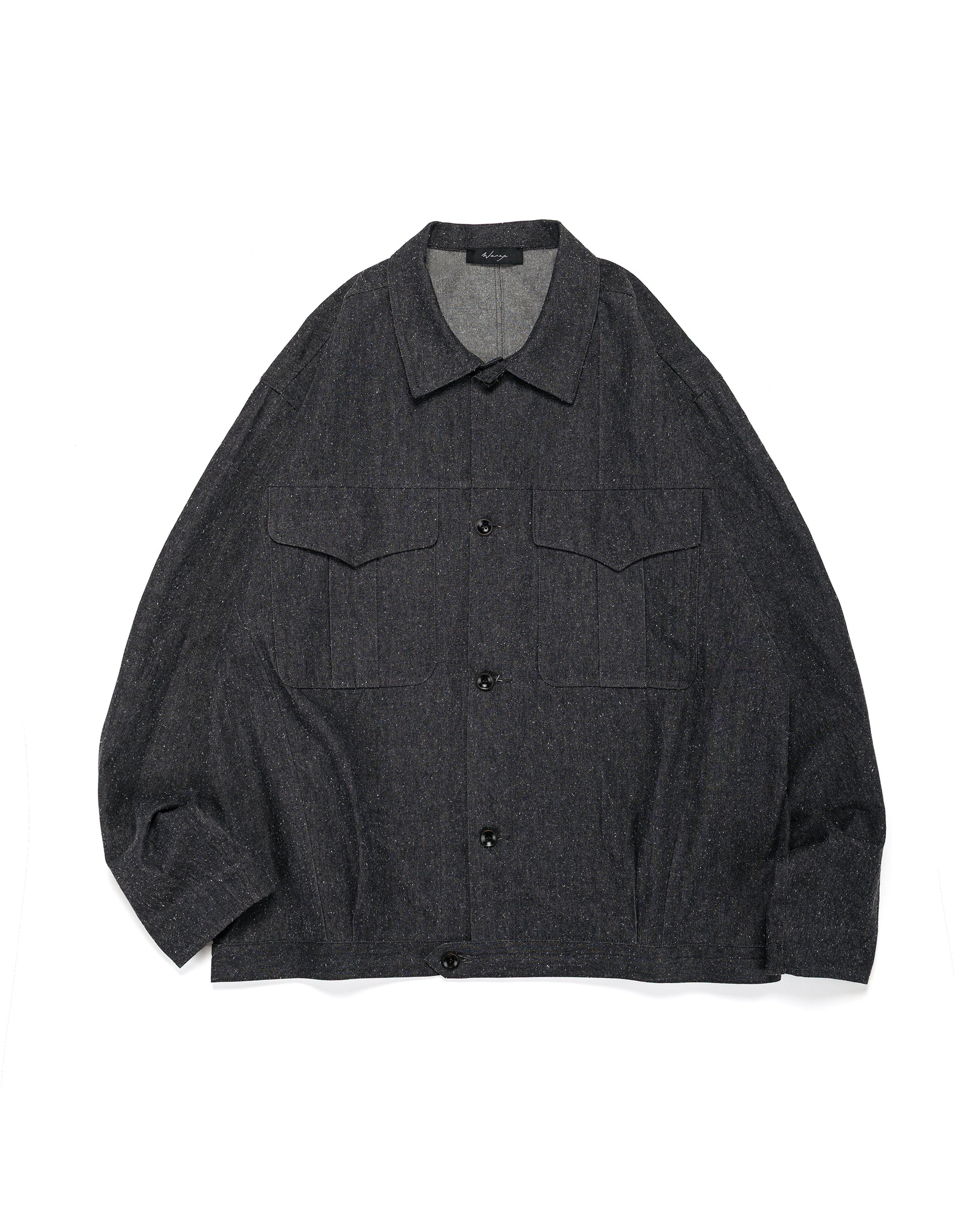 lost & found Wanze Wanze Cyclist Shirt Jacket Cotton Silk Chambray Black
