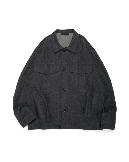 lost & found Wanze Wanze Cyclist Shirt Jacket Cotton Silk Chambray Black