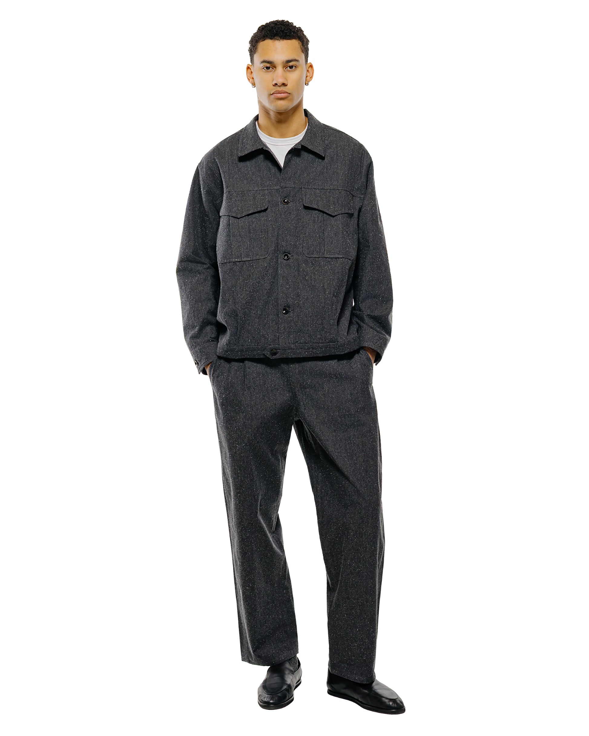 lost & found Wanze Wanze Cyclist Shirt Jacket Cotton Silk Chambray Black