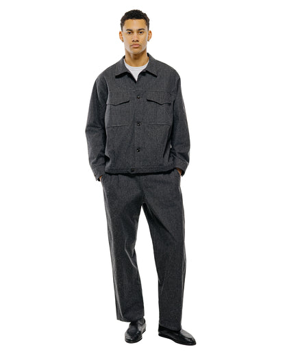 lost & found Wanze Wanze Cyclist Shirt Jacket Cotton Silk Chambray Black