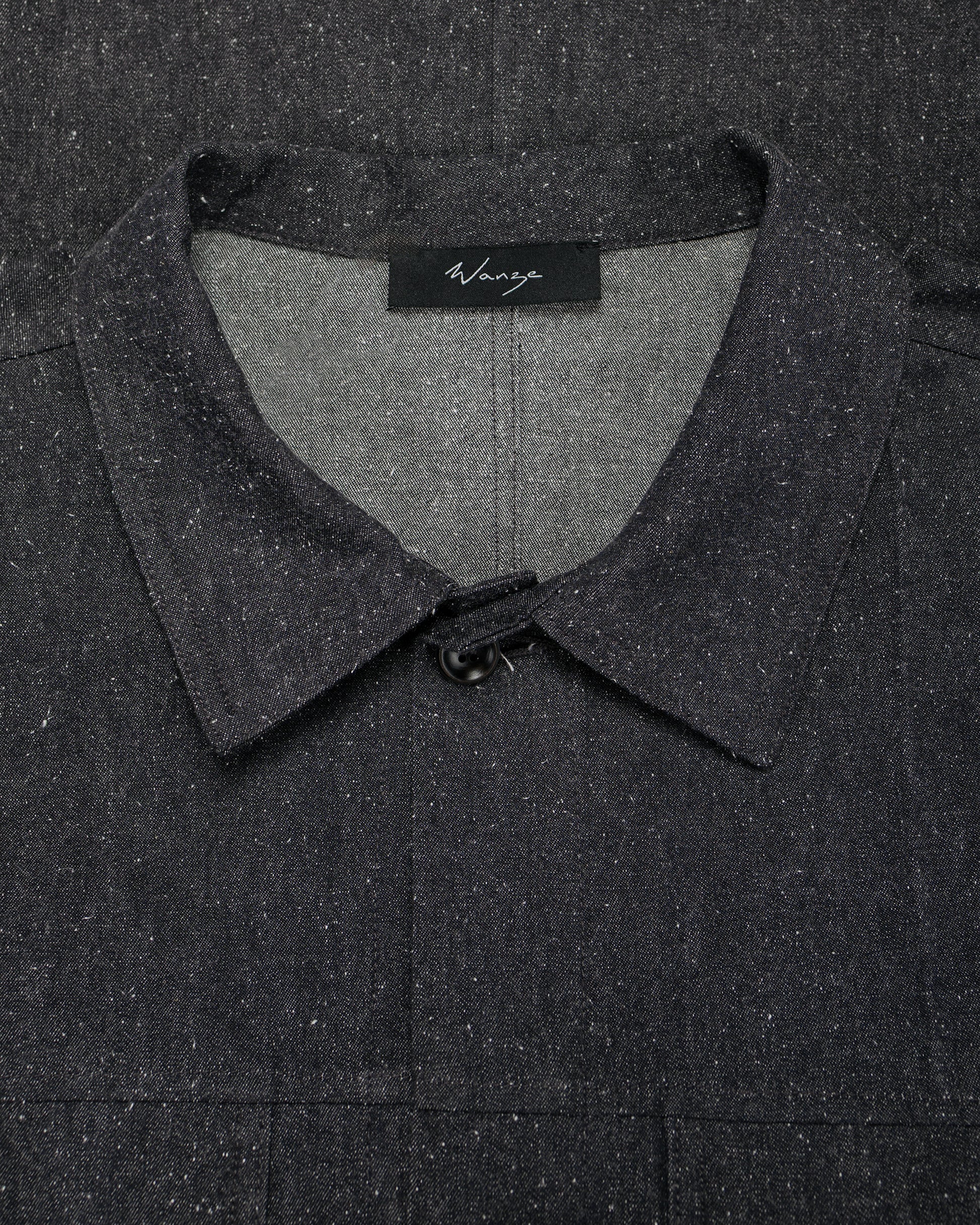 lost & found Wanze Wanze Cyclist Shirt Jacket Cotton Silk Chambray Black