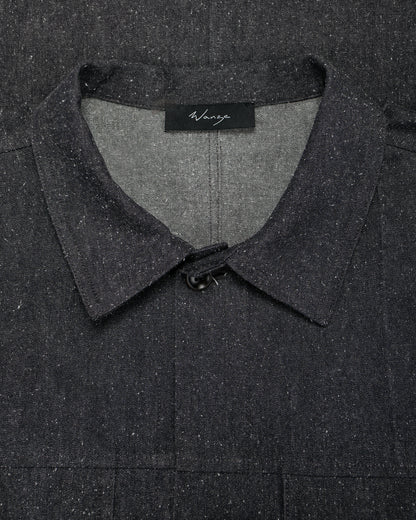lost & found Wanze Wanze Cyclist Shirt Jacket Cotton Silk Chambray Black