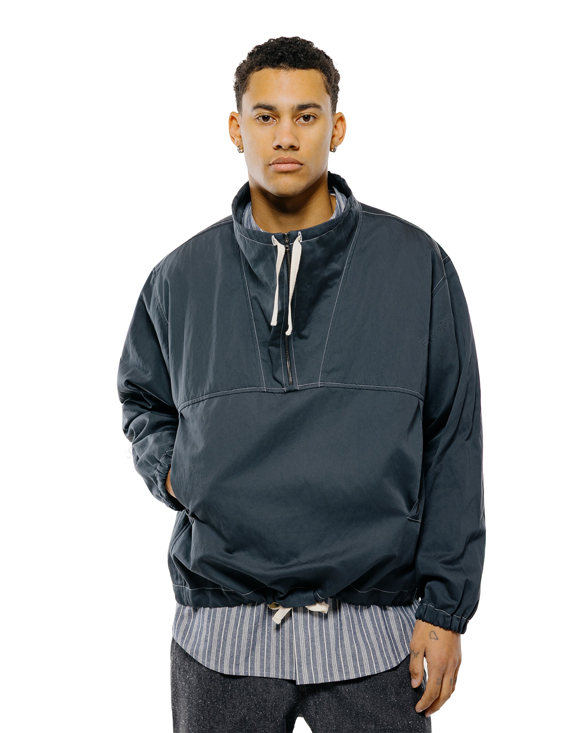 lost & found Wanze Wanze Funnel Neck Zip Anorak Cotton Metal Midnight