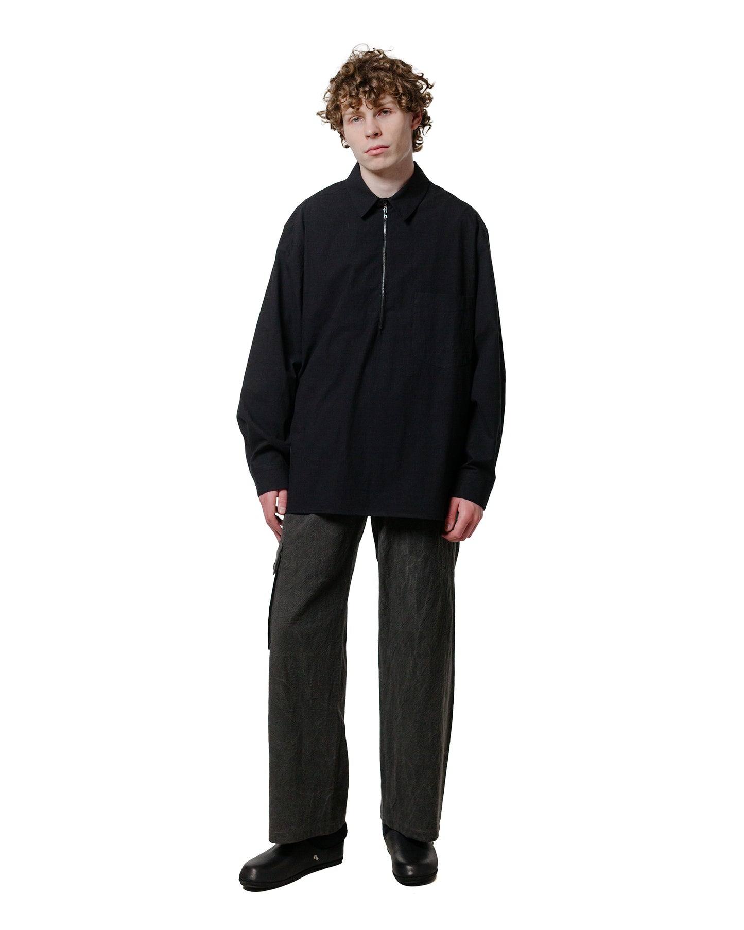 lost & found Wanze Wanze Half Zip Shirt Typewriter Cotton Black