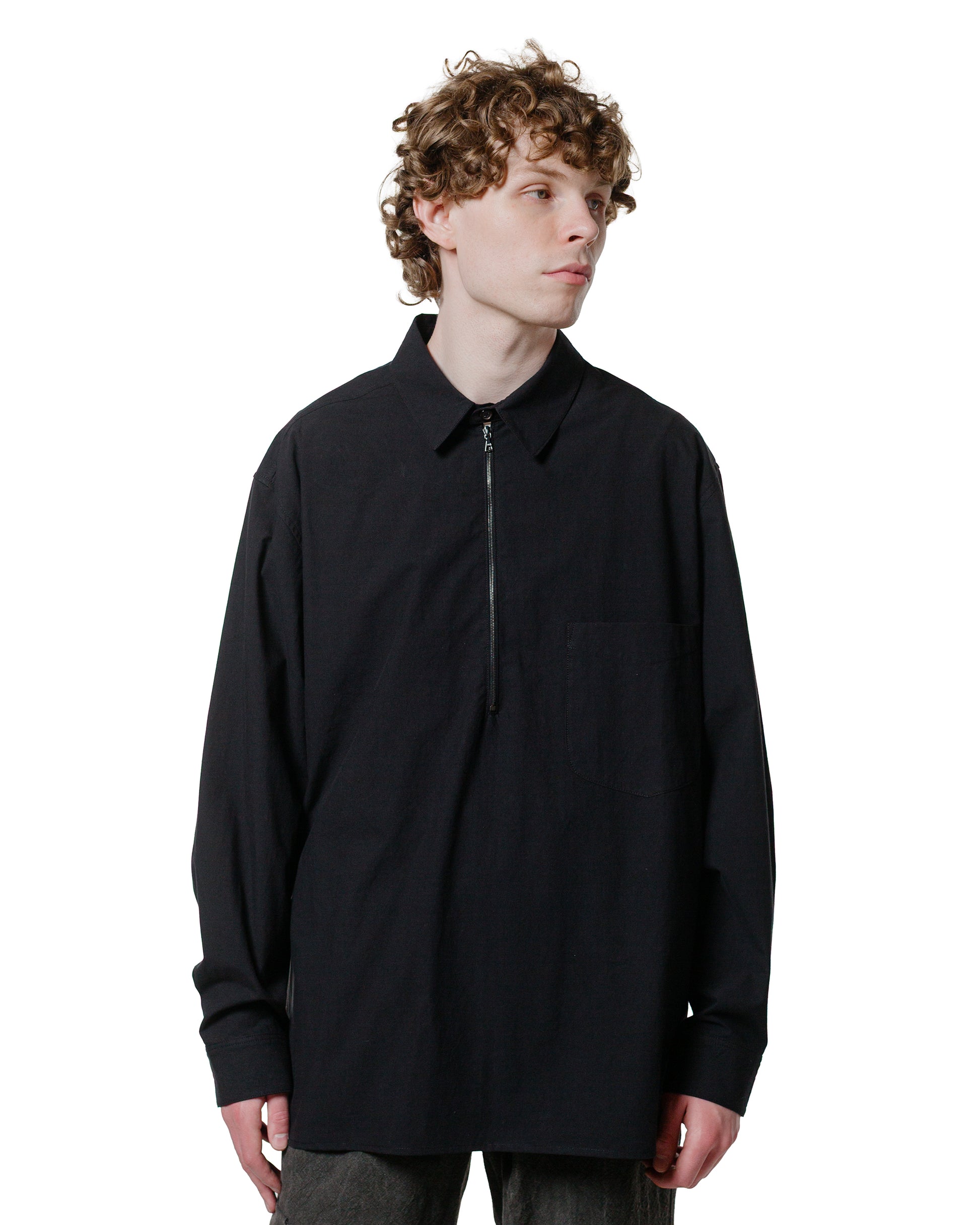 lost & found Wanze Wanze Half Zip Shirt Typewriter Cotton Black