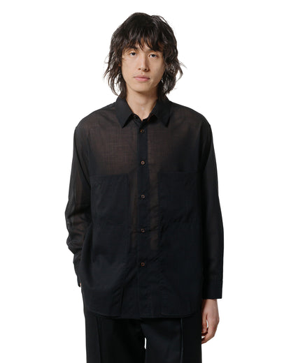 lost & found Wanze Wanze Layered Button Up Shirt Wool Voile Black