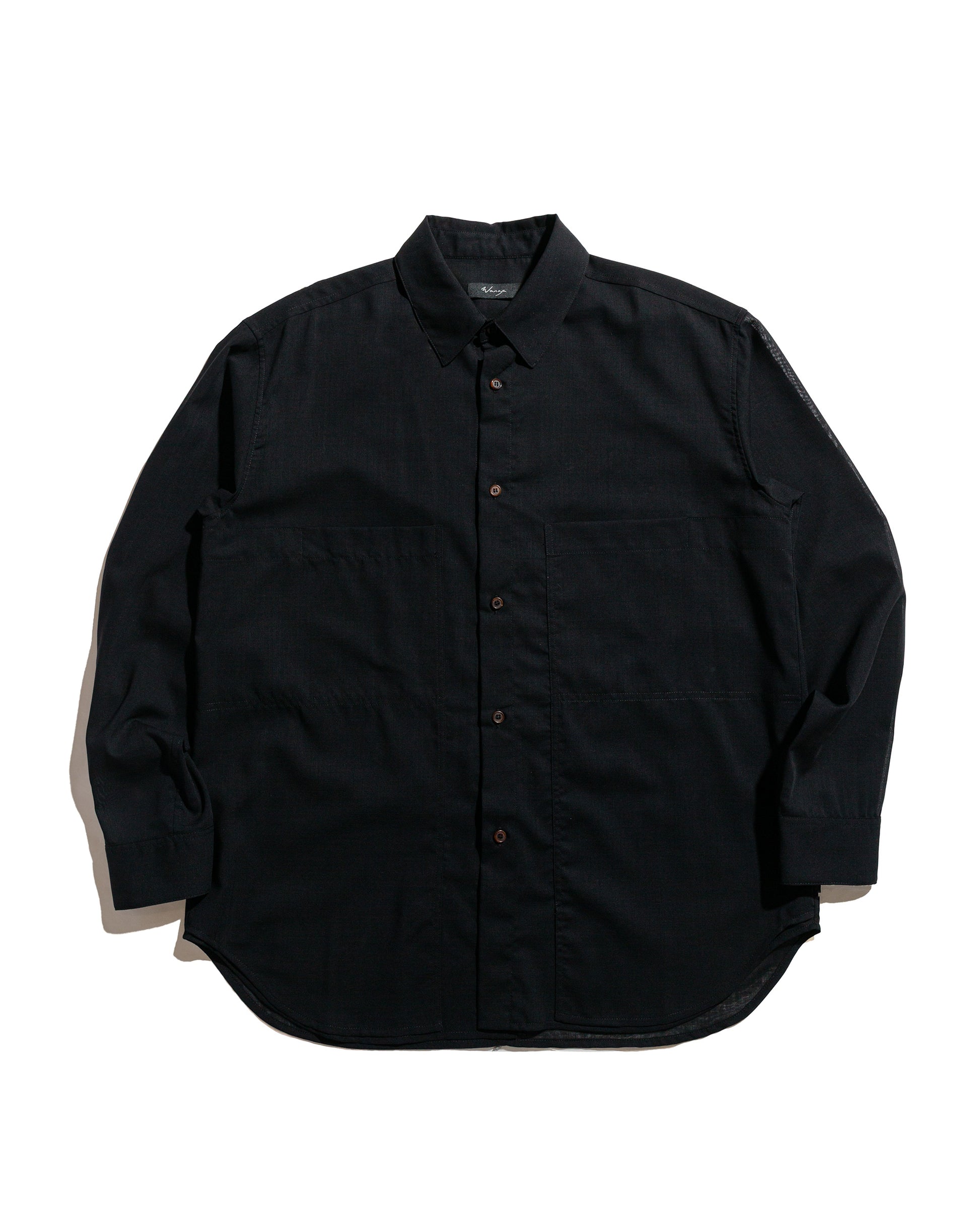 lost & found Wanze Wanze Layered Button Up Shirt Wool Voile Black