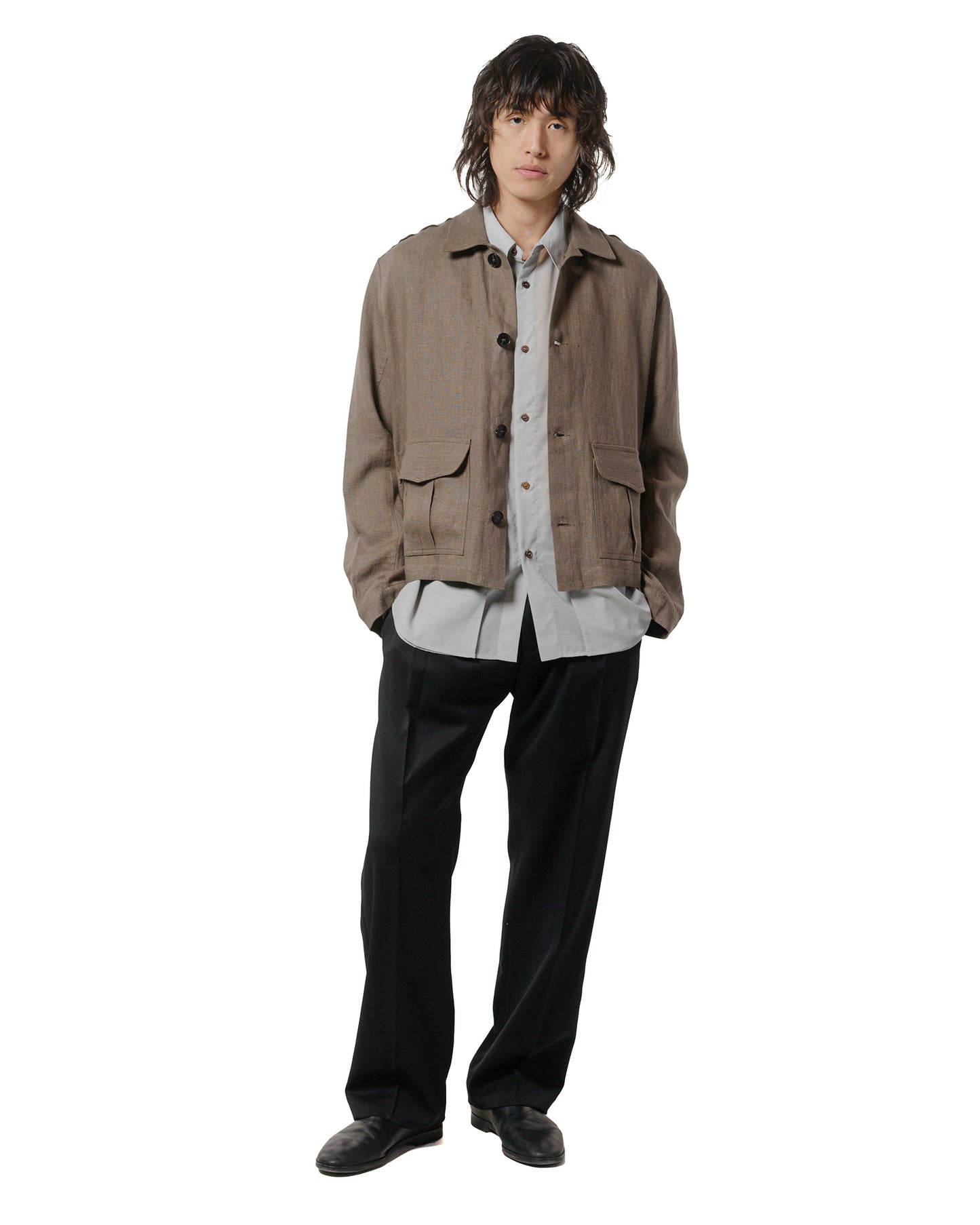 lost & found Wanze Wanze Layered Button Up Shirt Wool Voile Hazy Blue