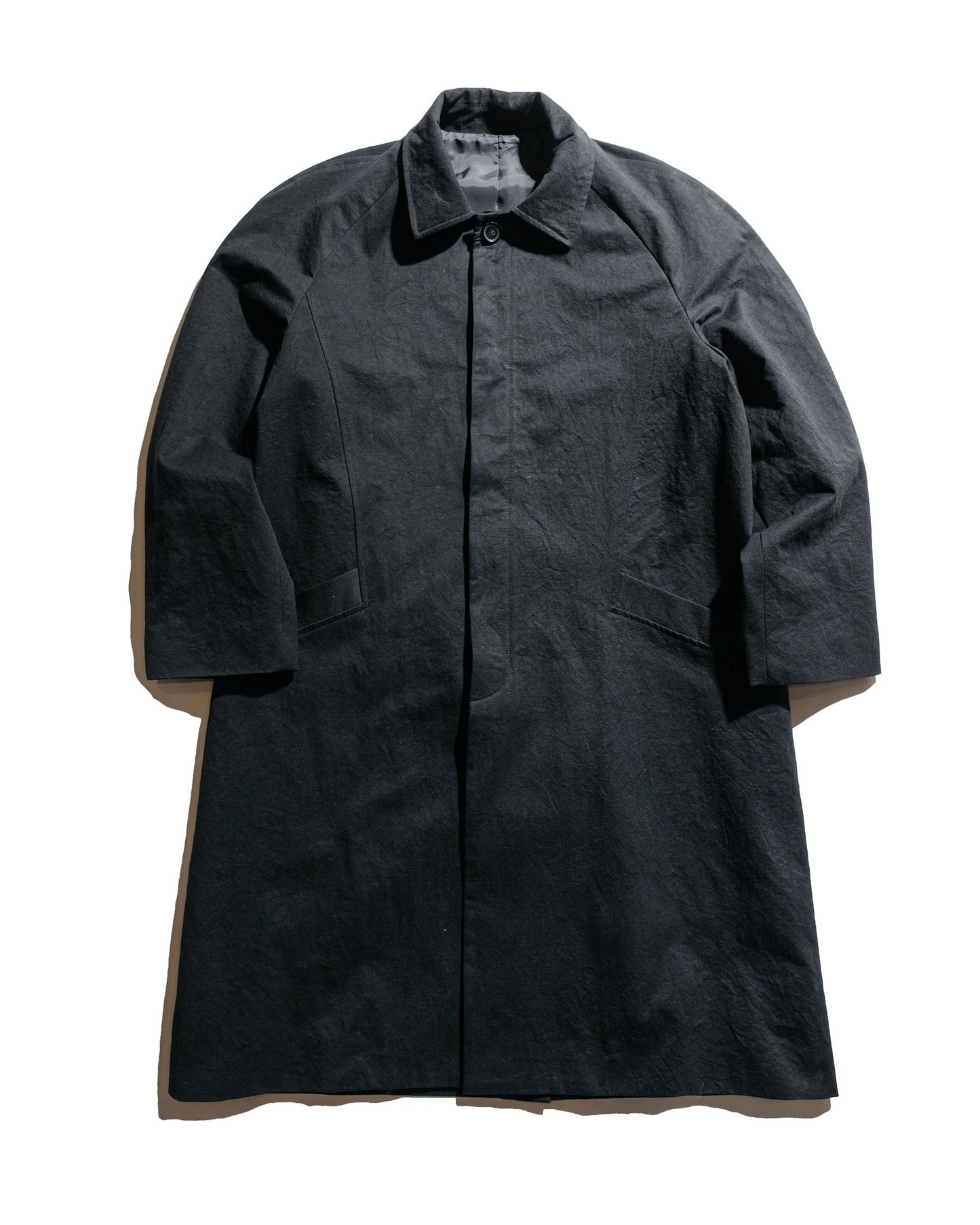 lost & found Wanze Wanze Raglan Overcoat Washed Cotton Black