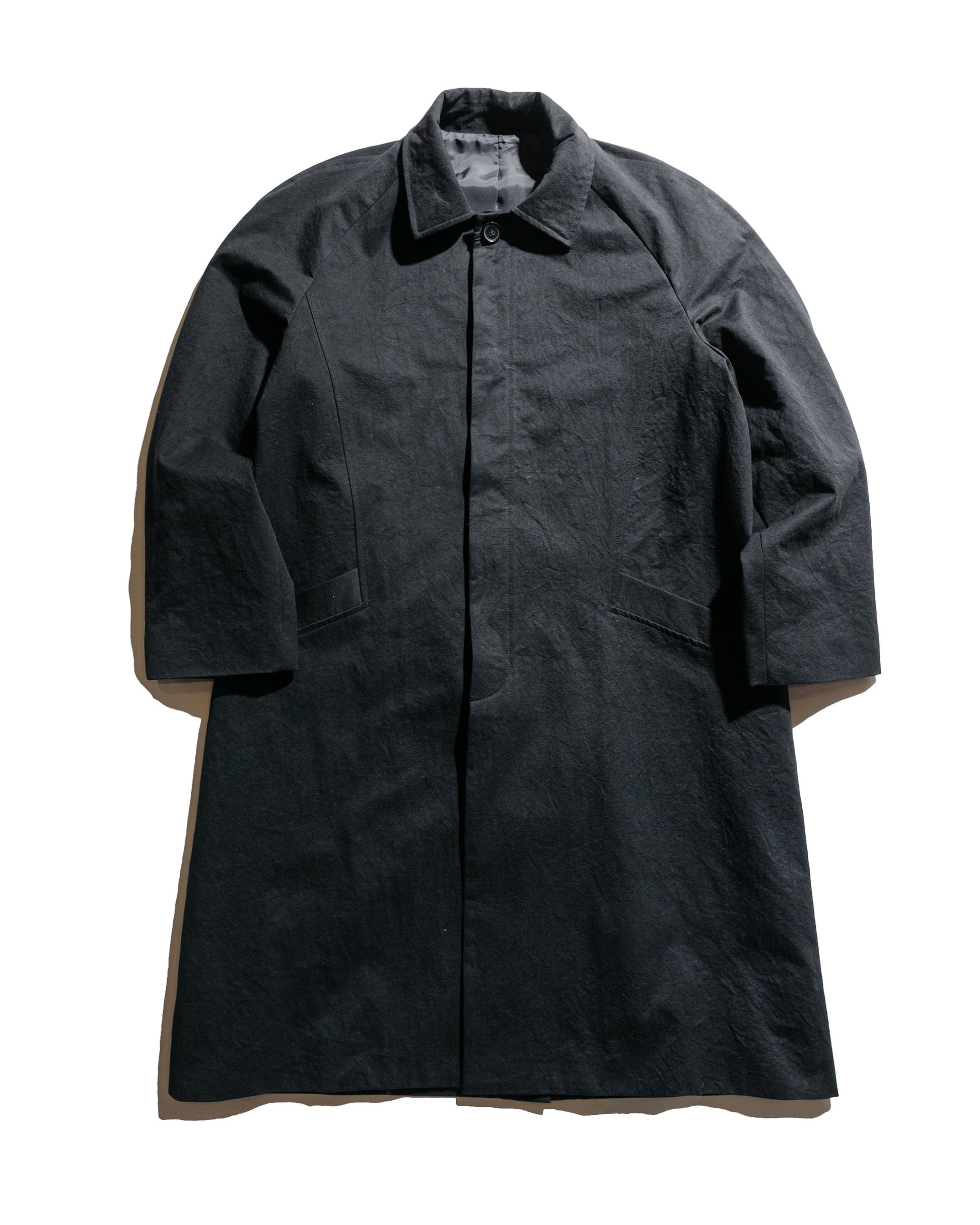lost & found Wanze Wanze Raglan Overcoat Washed Cotton Black