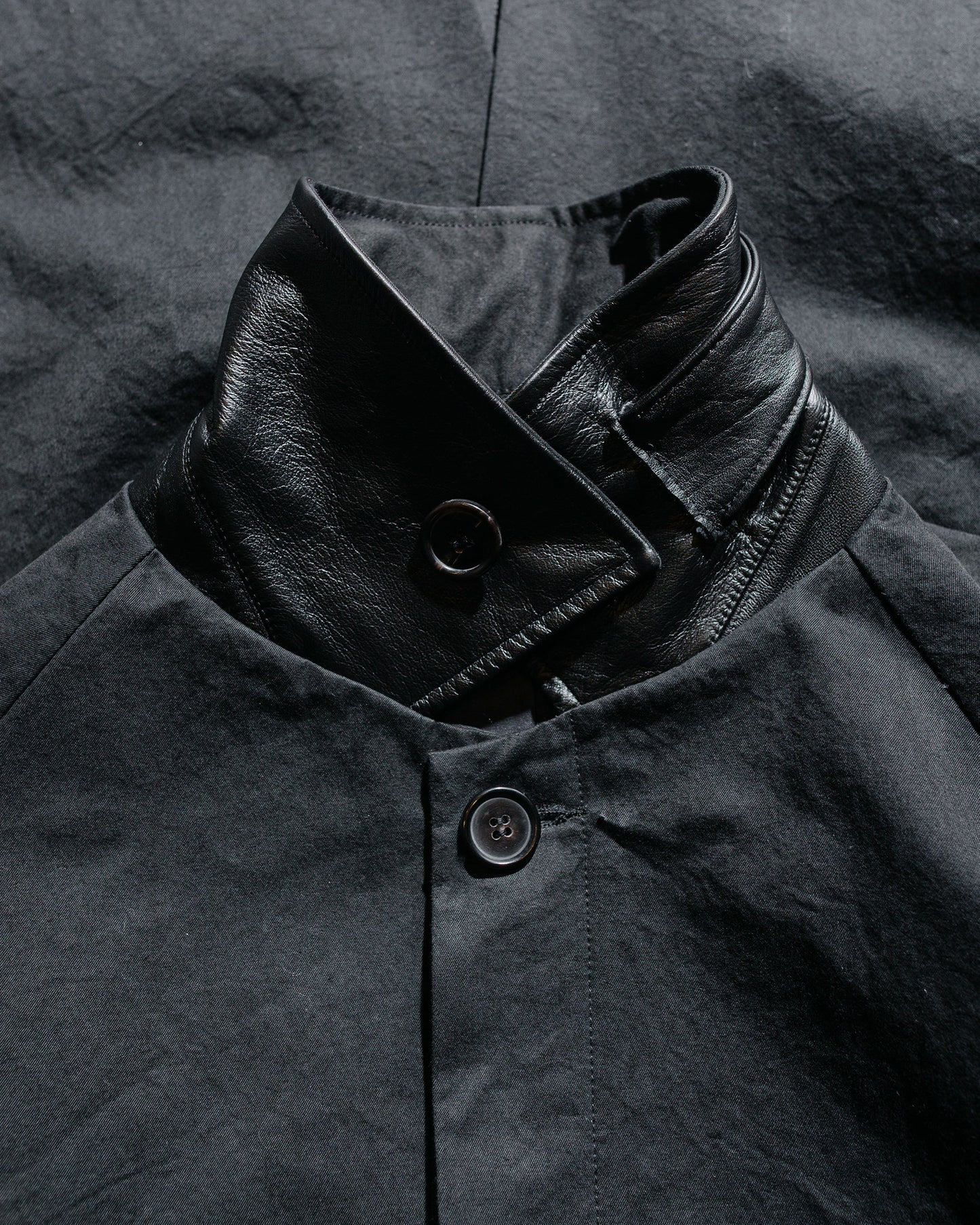 lost & found Wanze Wanze Raglan Overcoat Washed Cotton Black