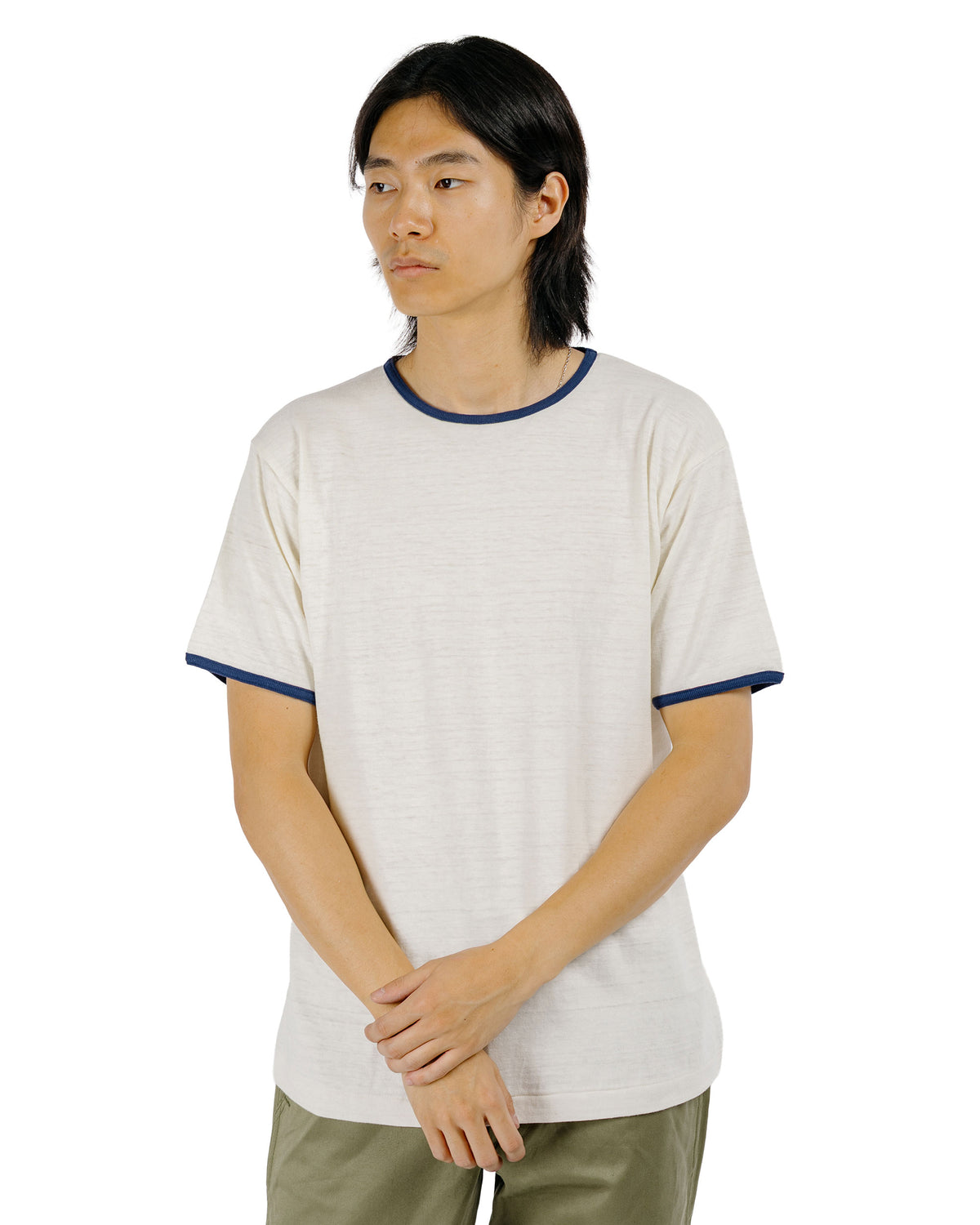 Warehouse Lot. 4059 Ringer T Plain Cream/Navy