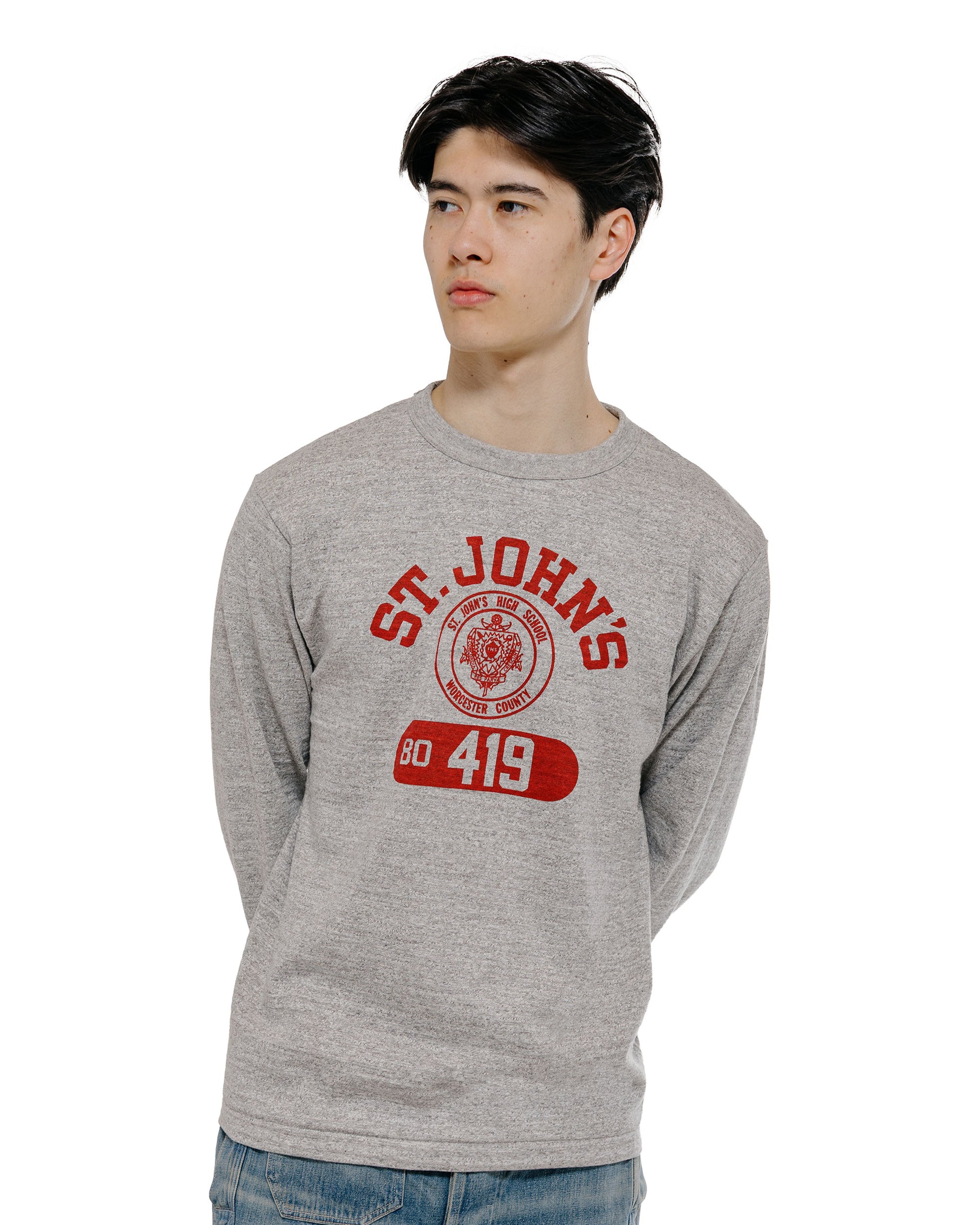 lost & found Warehouse Warehouse Lot. 5906 Long Sleeve Crew Neck T-Shirt St. Johns Heather Gray