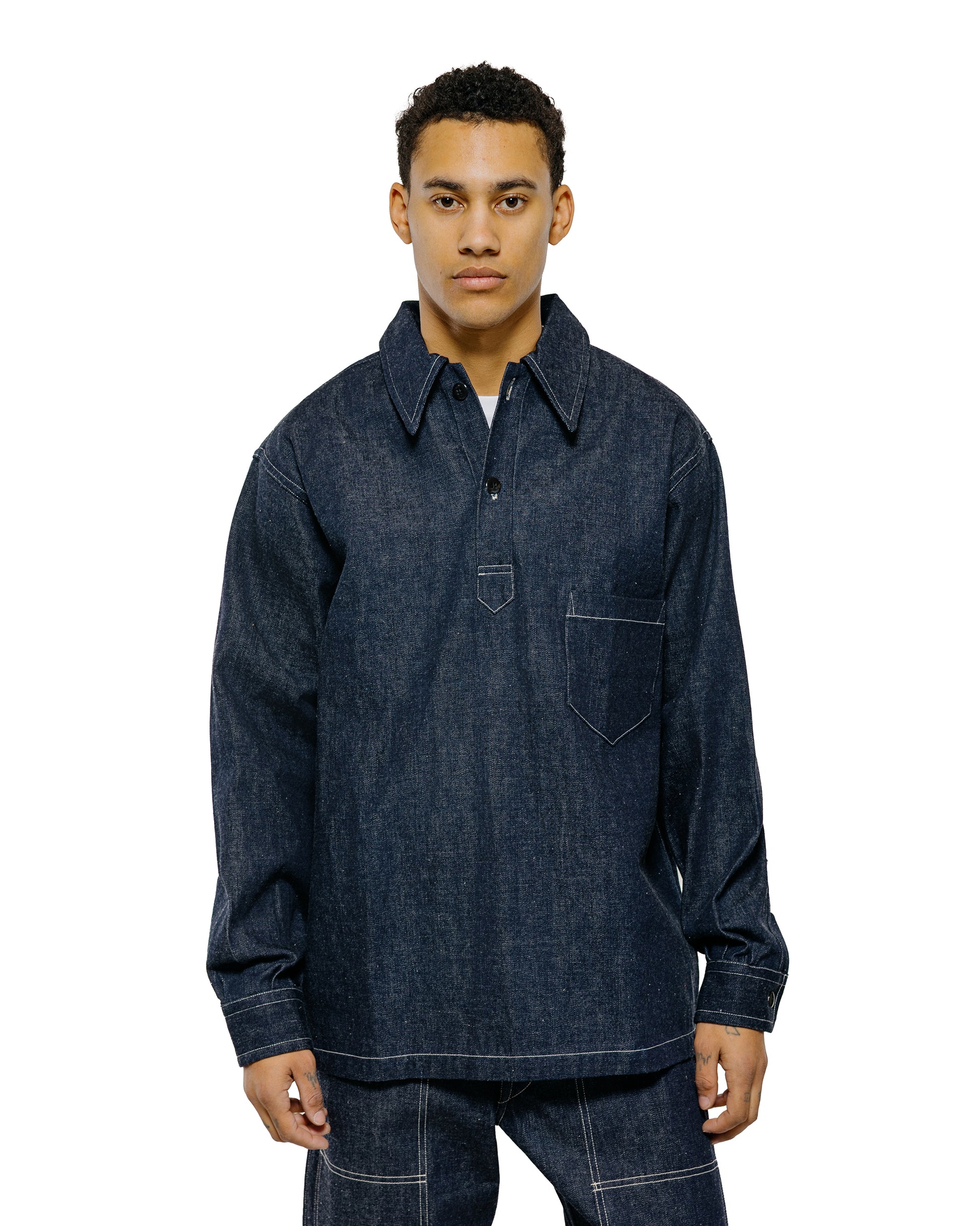 lost & found Warehouse Warehouse Lot. 3063 1930's WPA One Pocket Pullover Shirt Indigo Denim