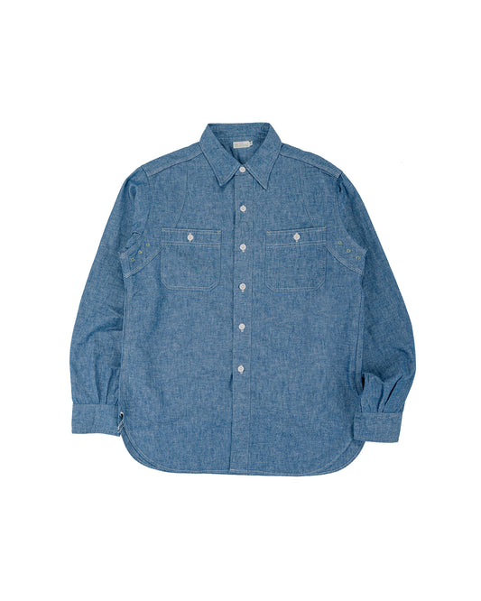lost & found Warehouse Warehouse Lot. 3064 Ventilation Triple Stitch Chambray Shirt Sax