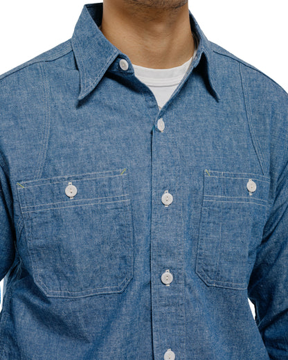 lost & found Warehouse Warehouse Lot. 3064 Ventilation Triple Stitch Chambray Shirt Sax