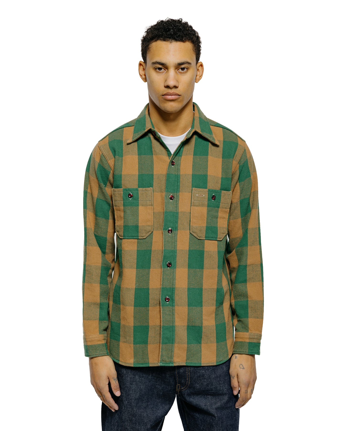 lost & found Warehouse Warehouse Lot. 3104 Flannel Shirts O/W Pattern A Green