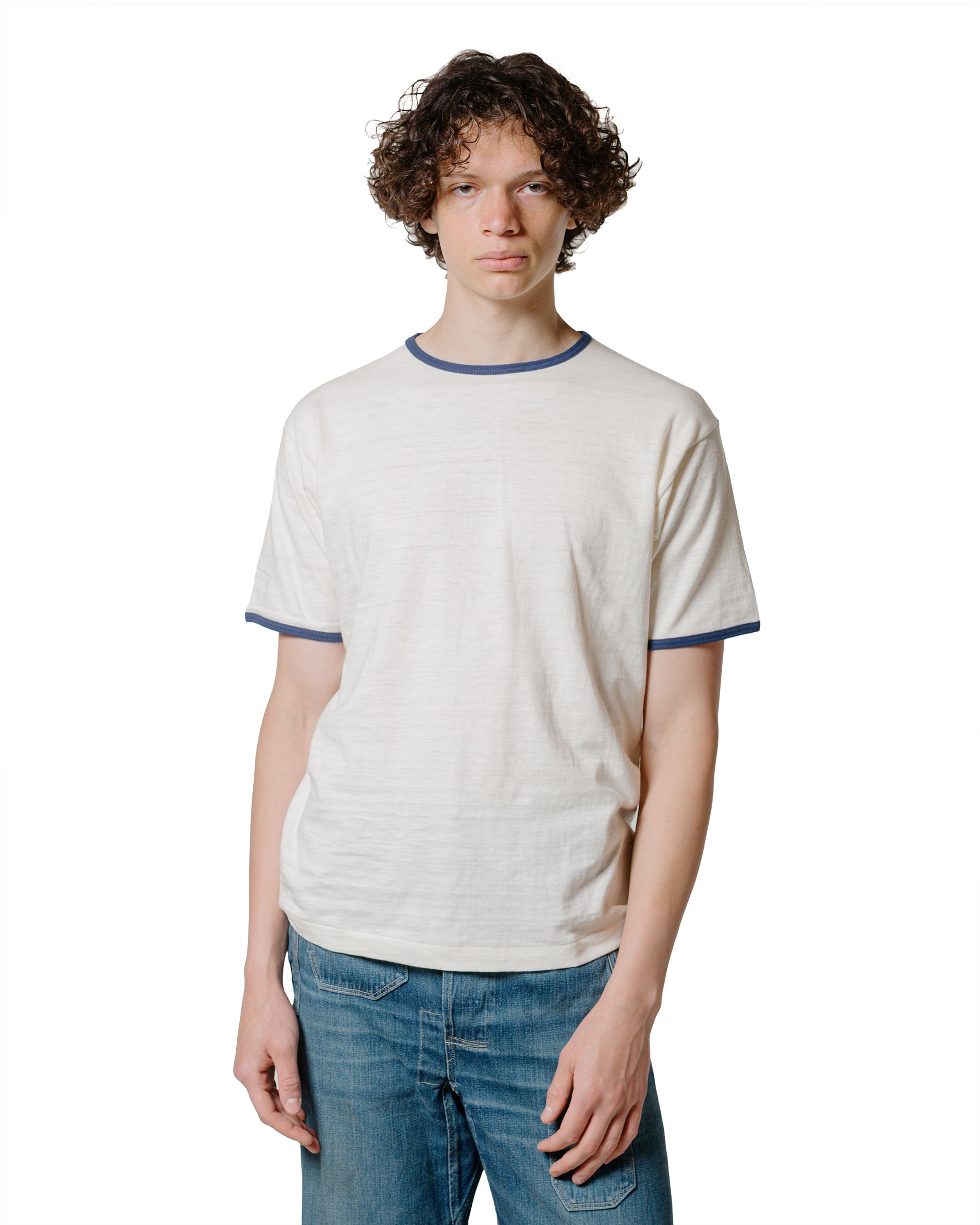 lost & found Warehouse Warehouse Lot. 4059 Ringer T Plain Cream/Navy