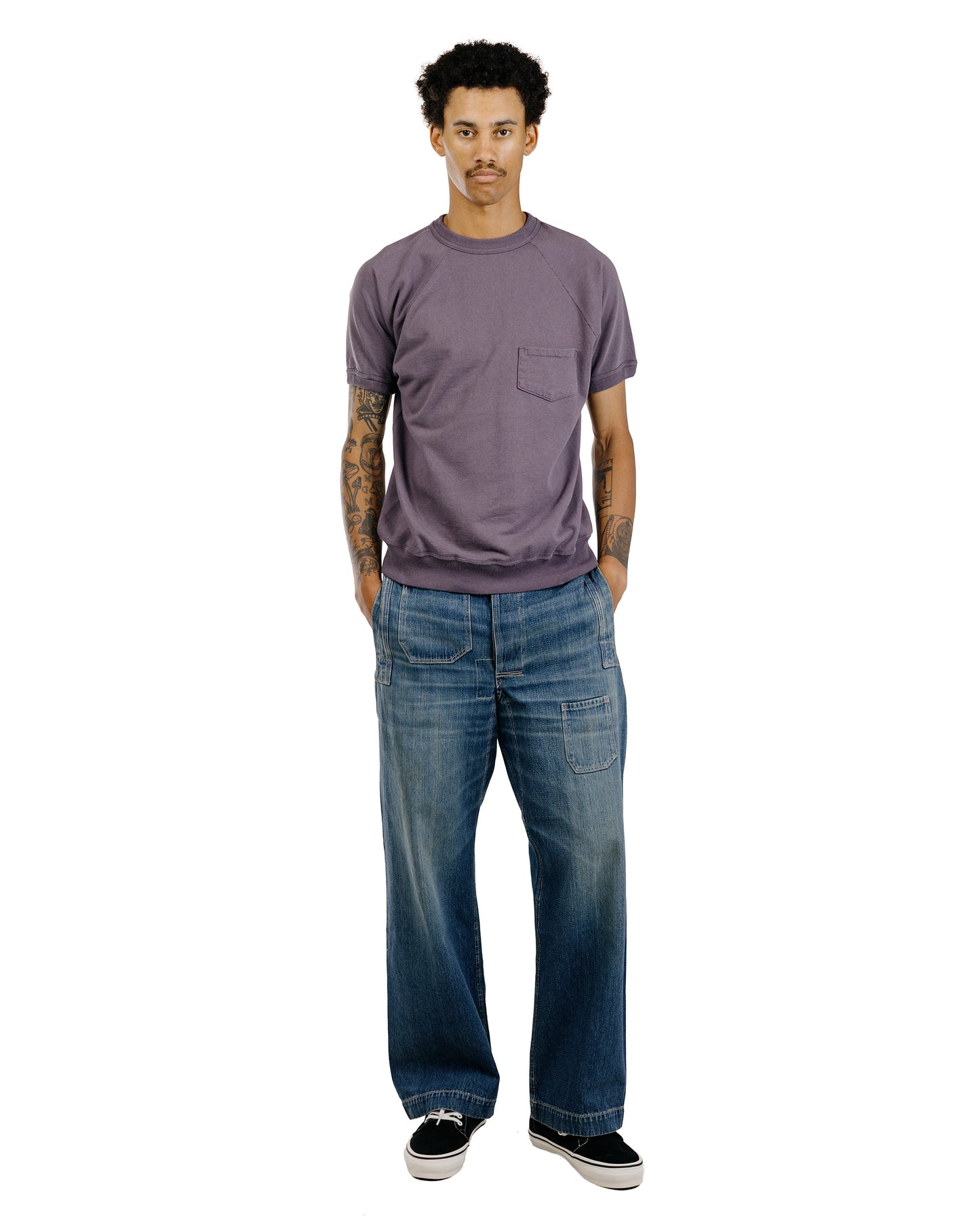 Warehouse Lot. 4105 Short Sleeve SW With Pocket Plain Navy