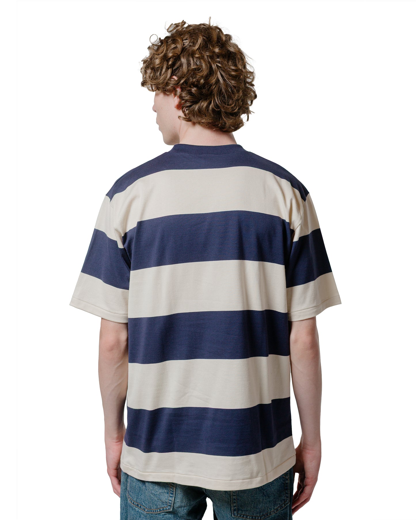 lost & found Warehouse Warehouse Lot. 4108 S/S 4in Border T Navy/Kinari