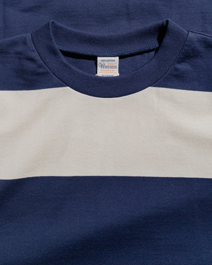 lost & found Warehouse Warehouse Lot. 4108 S/S 4in Border T Navy/Kinari