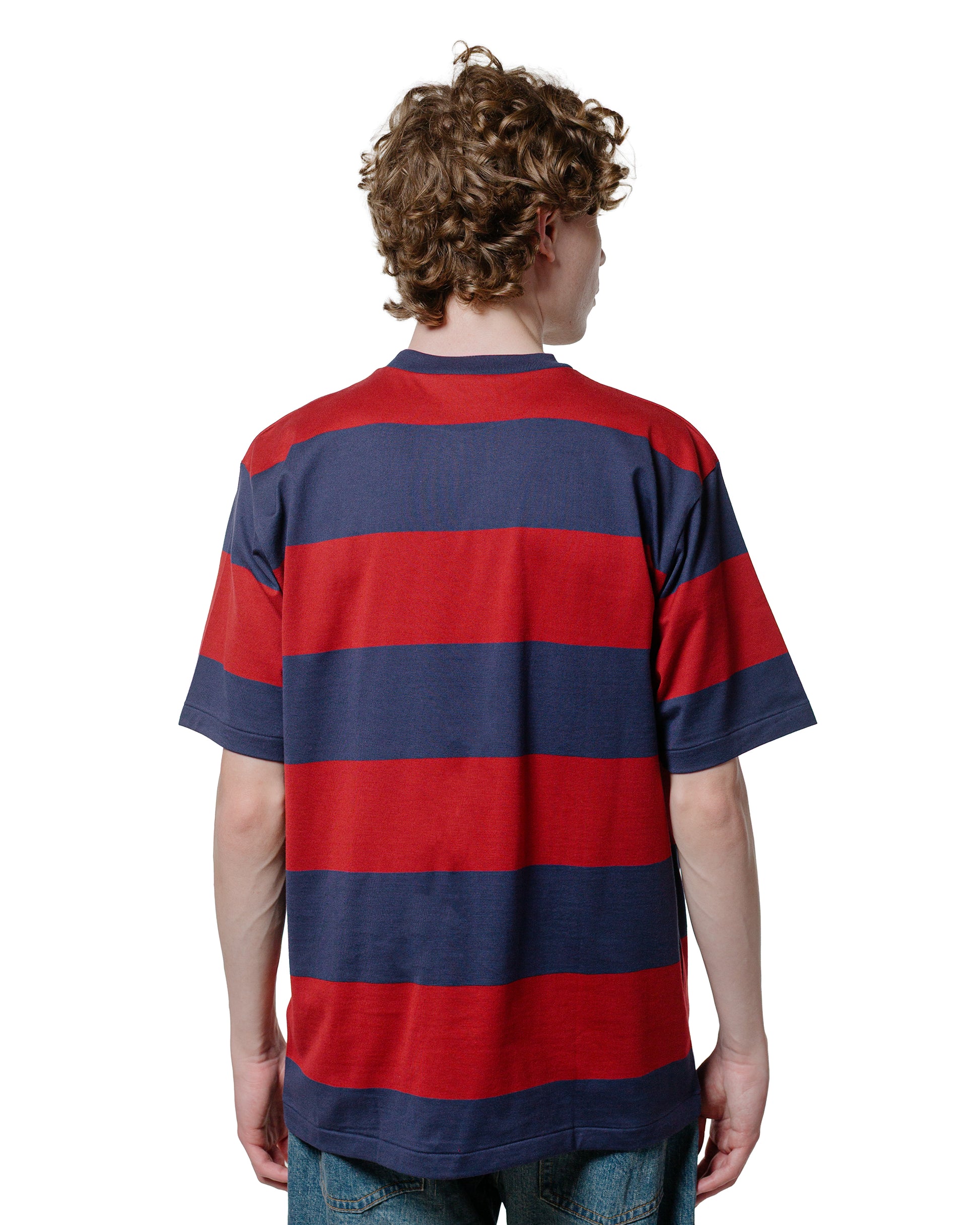lost & found Warehouse Warehouse Lot. 4108 S/S 4in Border Tee Navy/Bordeaux