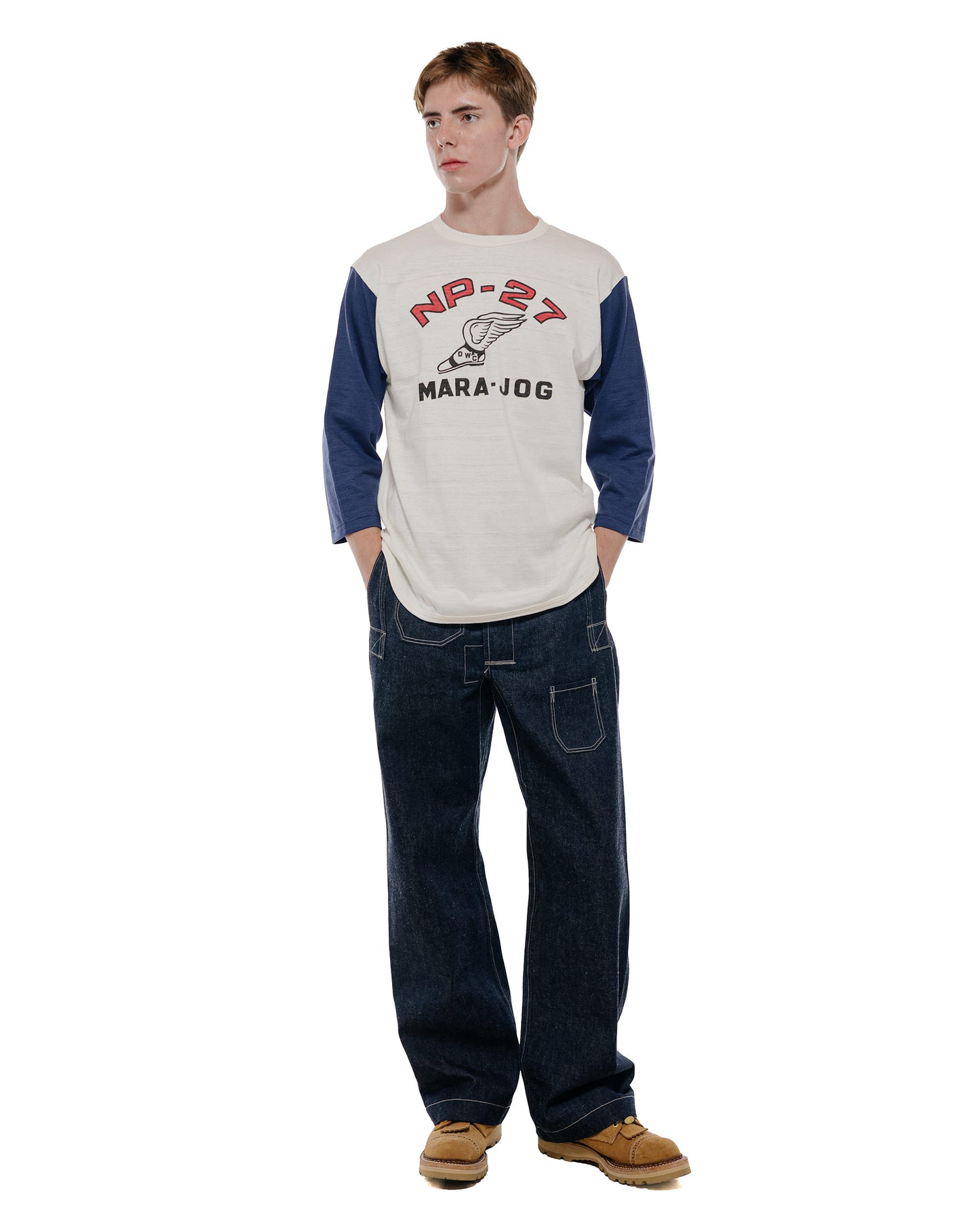Warehouse Lot. 4800 3/4 Sleeve Baseball Tee NP-27 Cream/Navy
