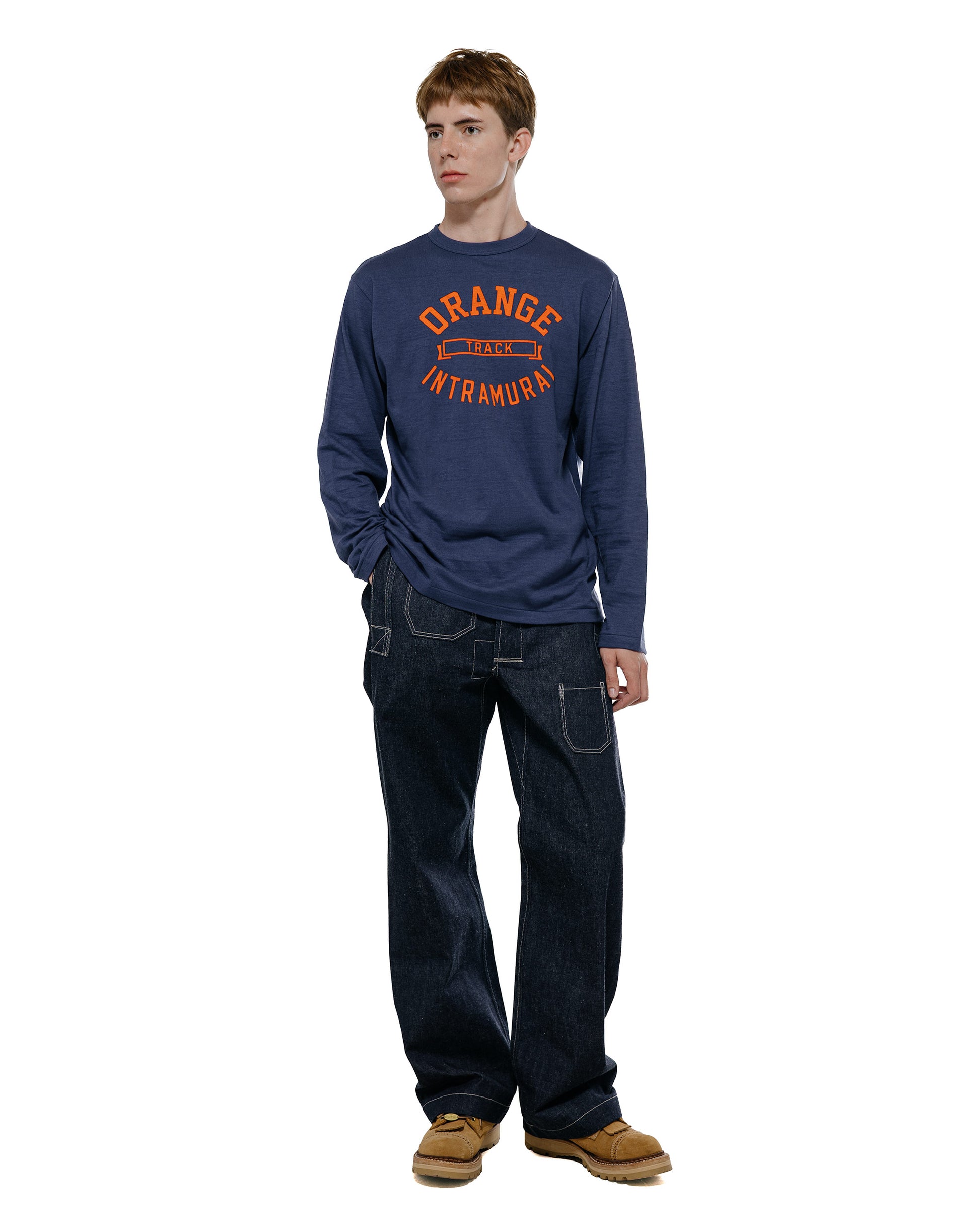 Warehouse Lot. 5906 Long Sleeve Crew Neck T-Shirt Orange Navy