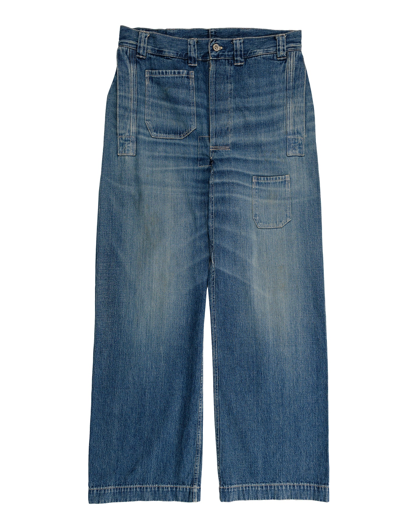 Warehouse Lot. JG-01 1910s Netmaker's Trousers Indigo Denim Used Wash