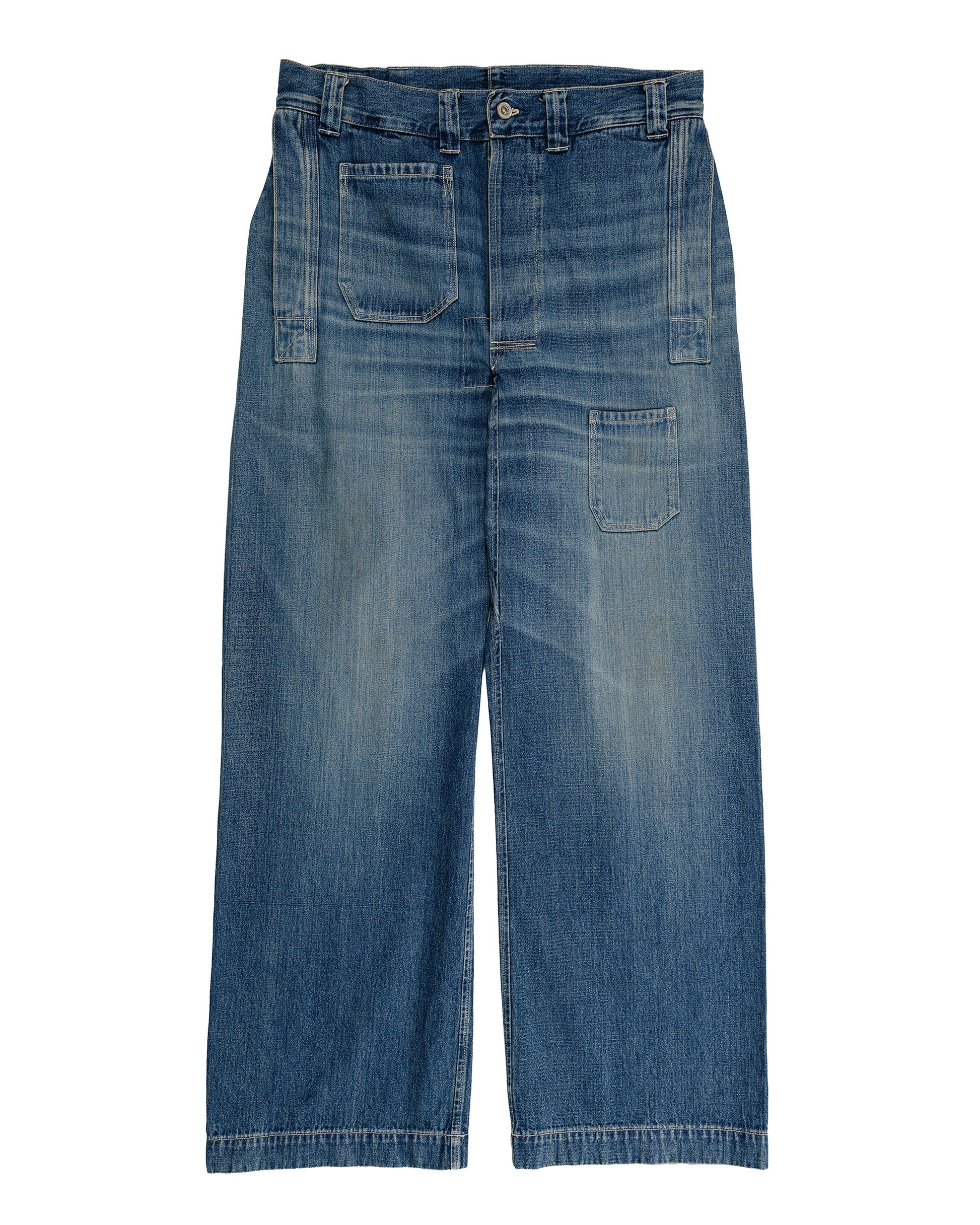 Warehouse Lot. JG-01 1910s Netmaker's Trousers Indigo Denim Used Wash