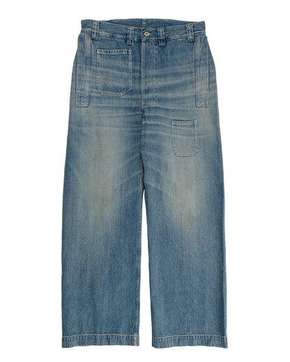 Warehouse Lot. JG-01 1910s Netmaker's Trousers Indigo Denim Used Wash (Light Colour)