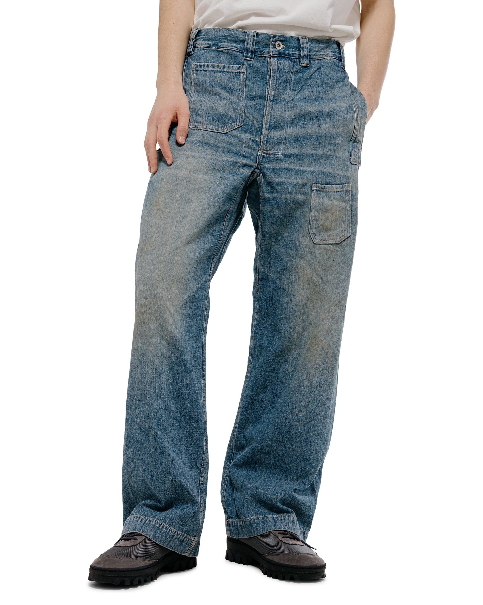lost & found Warehouse Warehouse Lot. JG-01 1910s Netmaker's Trousers Indigo Denim Used Wash (Light Colour)