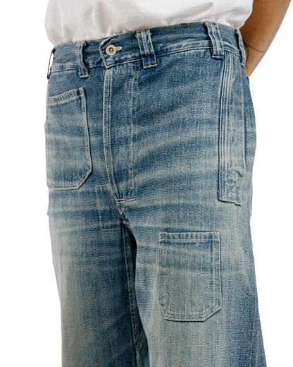 Warehouse Lot. JG-01 1910s Netmaker's Trousers Indigo Denim Used Wash (Light Colour)