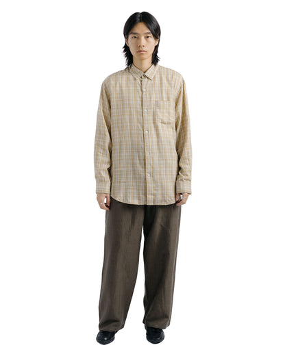 awasa Regular Collar Double Gauze Shirt Beige Check