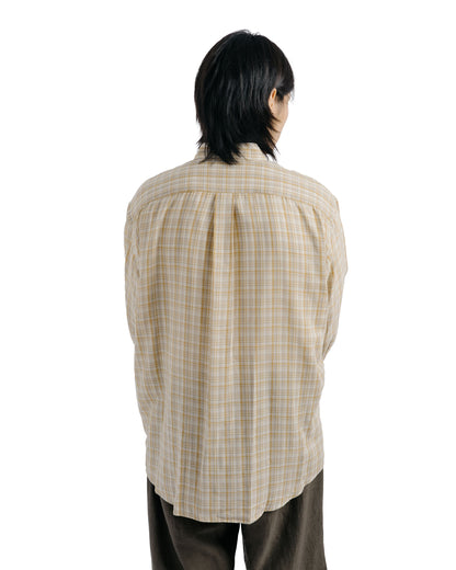 awasa Regular Collar Double Gauze Shirt Beige Check