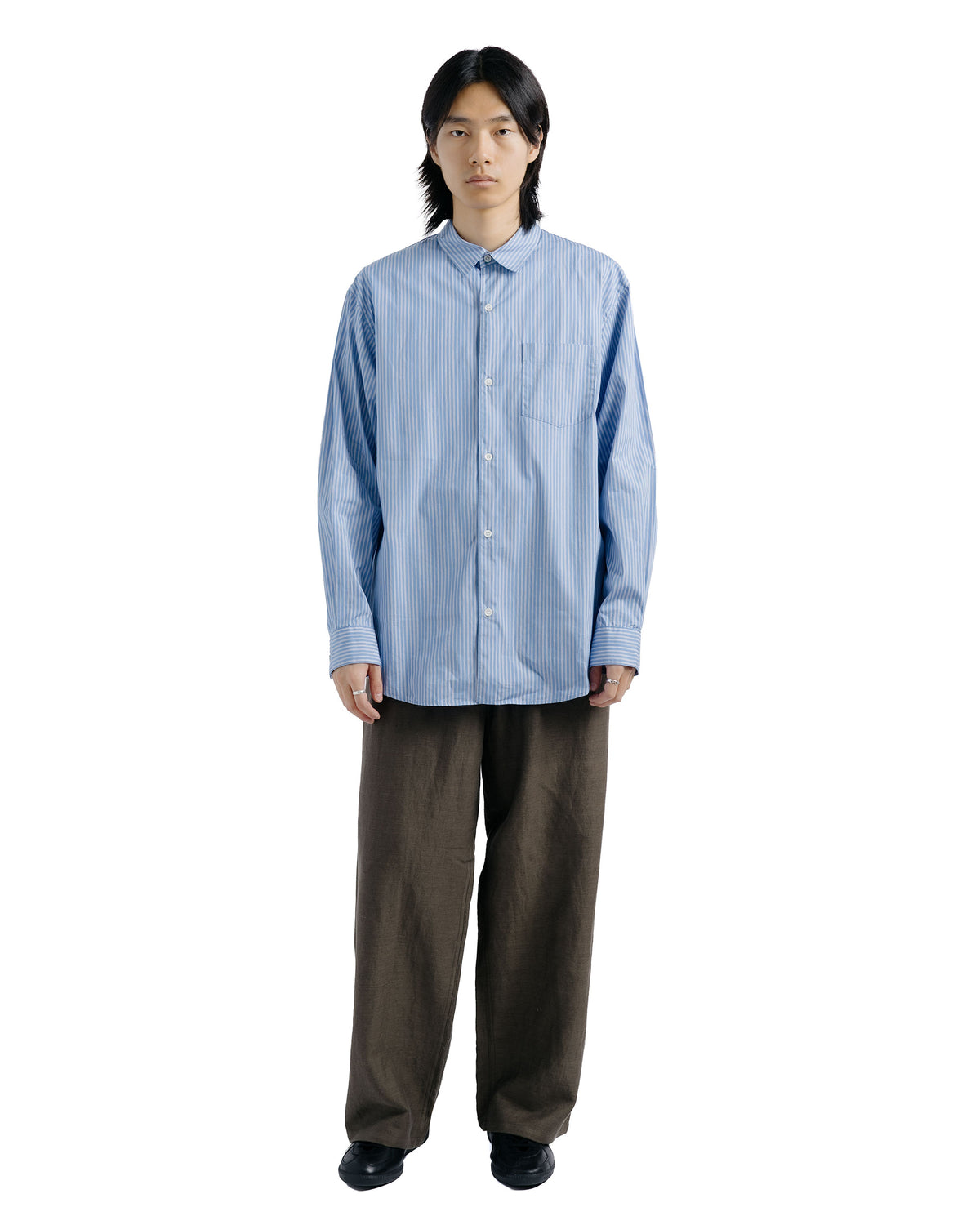 awasa Regular Collar Shirt Blue Stripe