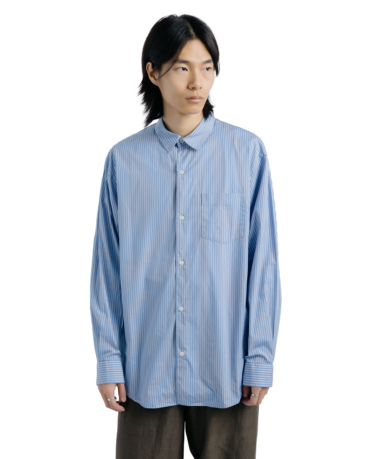 awasa Regular Collar Shirt Blue Stripe