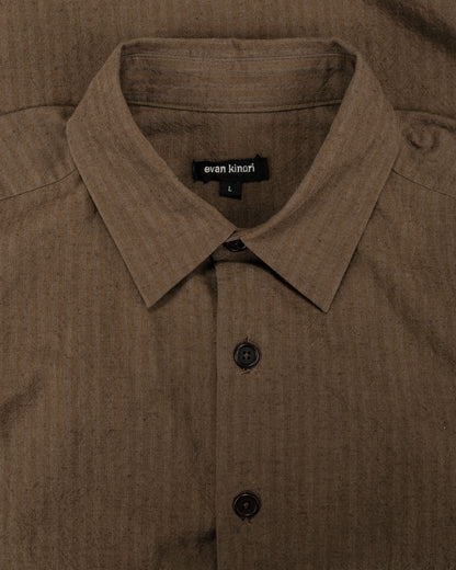 lost & found evan kinori evan kinori Big Shirt Two Hemp/Cotton Stripe Charcoal/Dark Olive