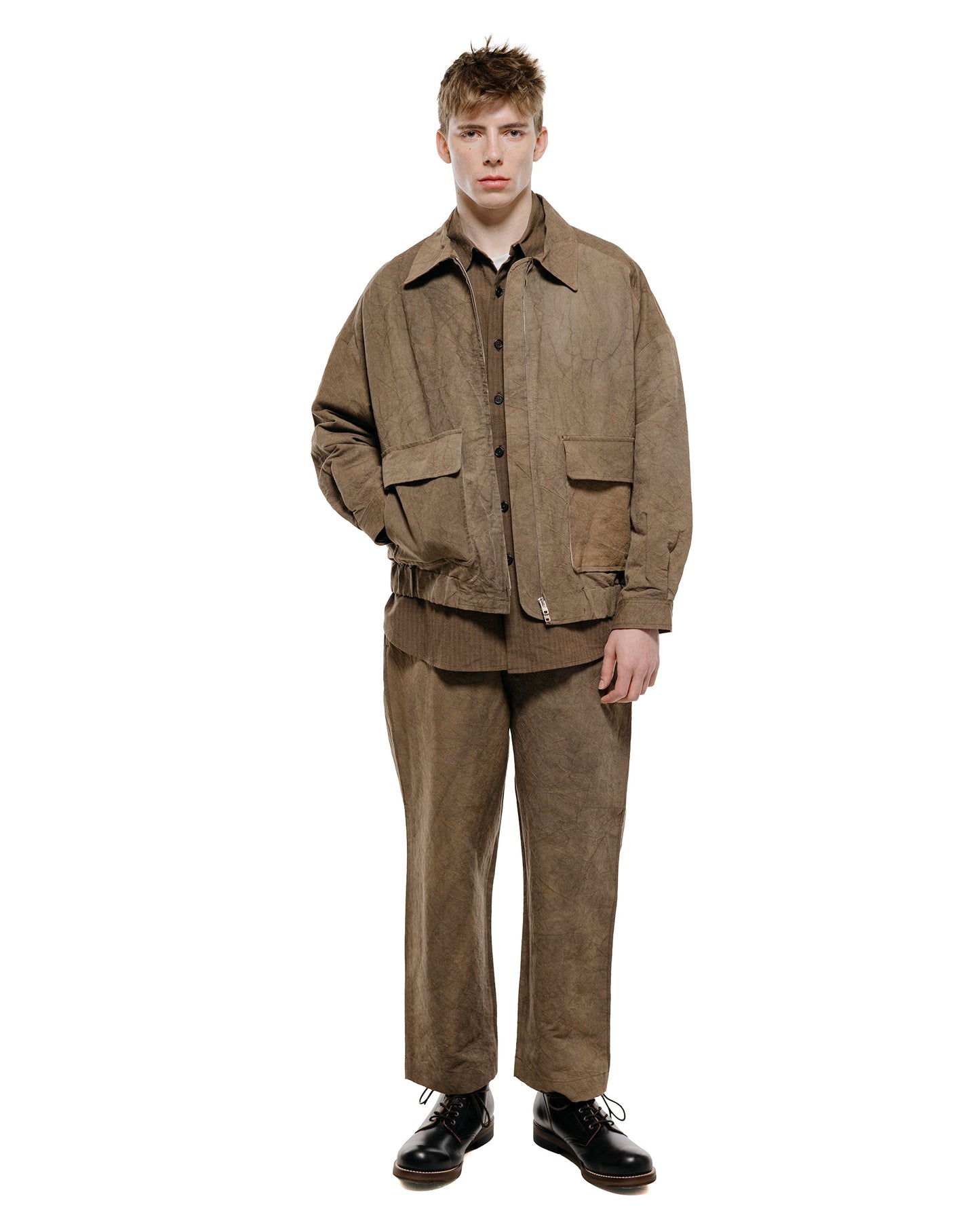 lost & found evan kinori evan kinori Big Shirt Two Hemp/Cotton Stripe Charcoal/Dark Olive