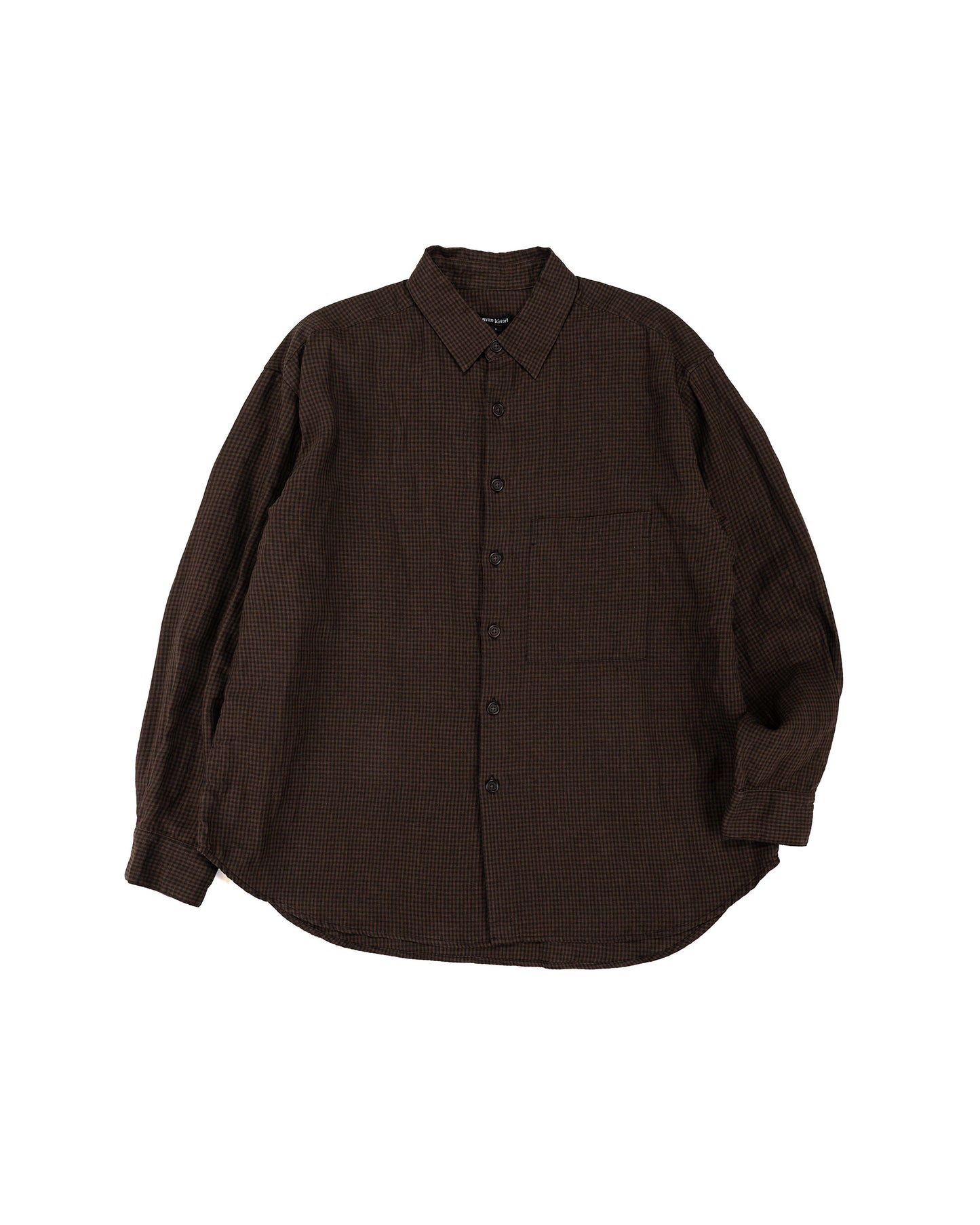 lost & found evan kinori evan kinori Big Shirt Two Overdyed Linen Check Brown/Black Logwood Overdye