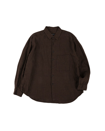 lost & found evan kinori evan kinori Big Shirt Two Overdyed Linen Check Brown/Black Logwood Overdye