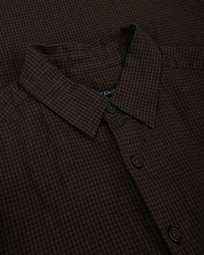lost & found evan kinori evan kinori Big Shirt Two Overdyed Linen Check Brown/Black Logwood Overdye