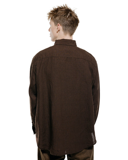 lost & found evan kinori evan kinori Big Shirt Two Overdyed Linen Check Brown/Black Logwood Overdye