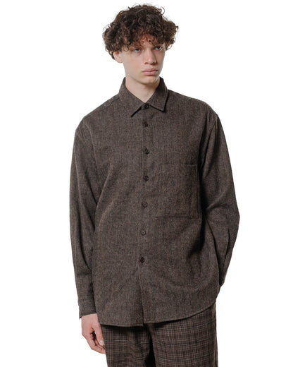 lost & found evan kinori evan kinori Big Shirt Two Undyed Wool Herringbone Dark Brown